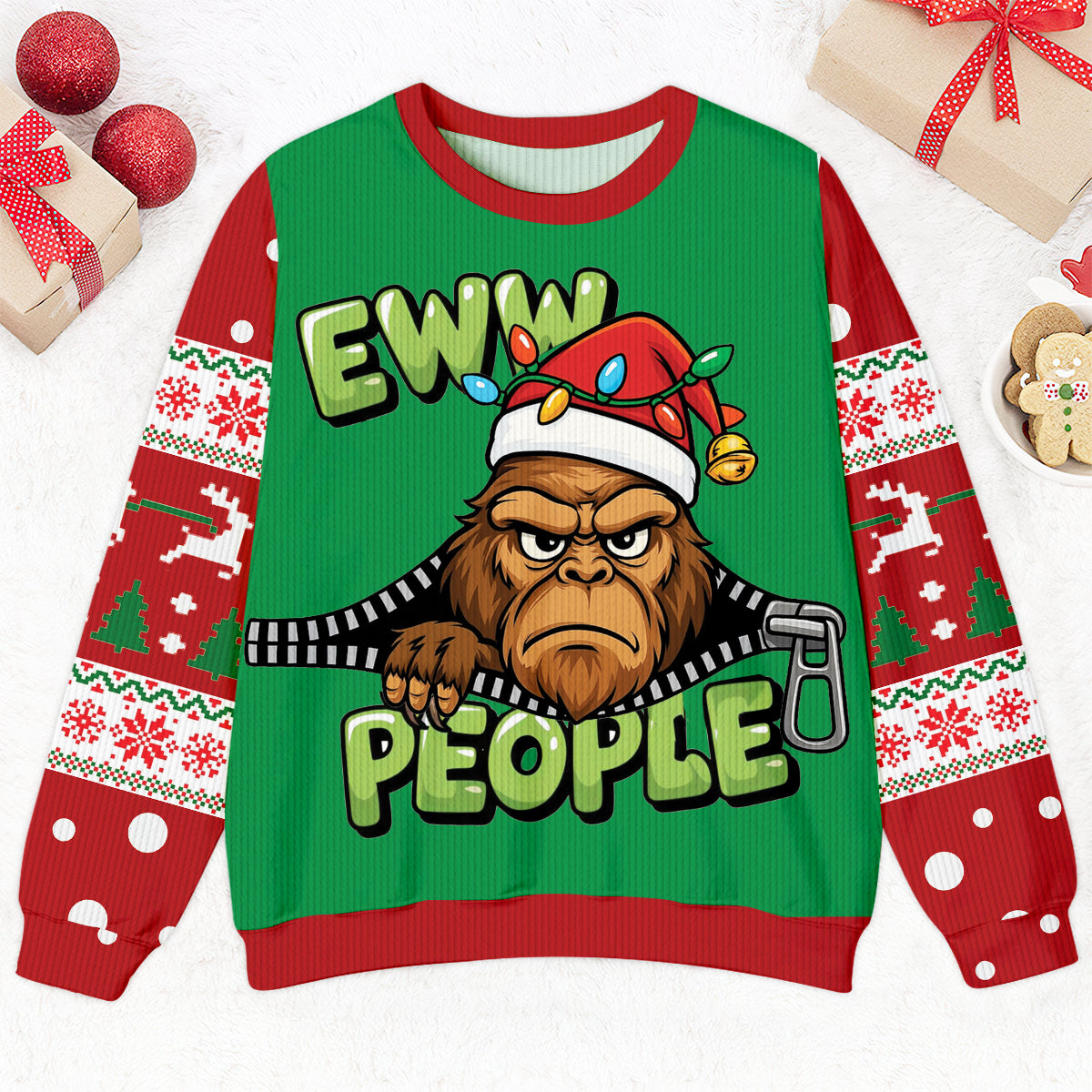 Funny Bigfoot Ew People Ugly Sweater