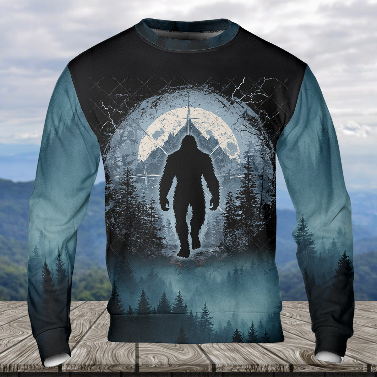 Cool Bigfoot Into The Forest Compass All Over Print Shirt