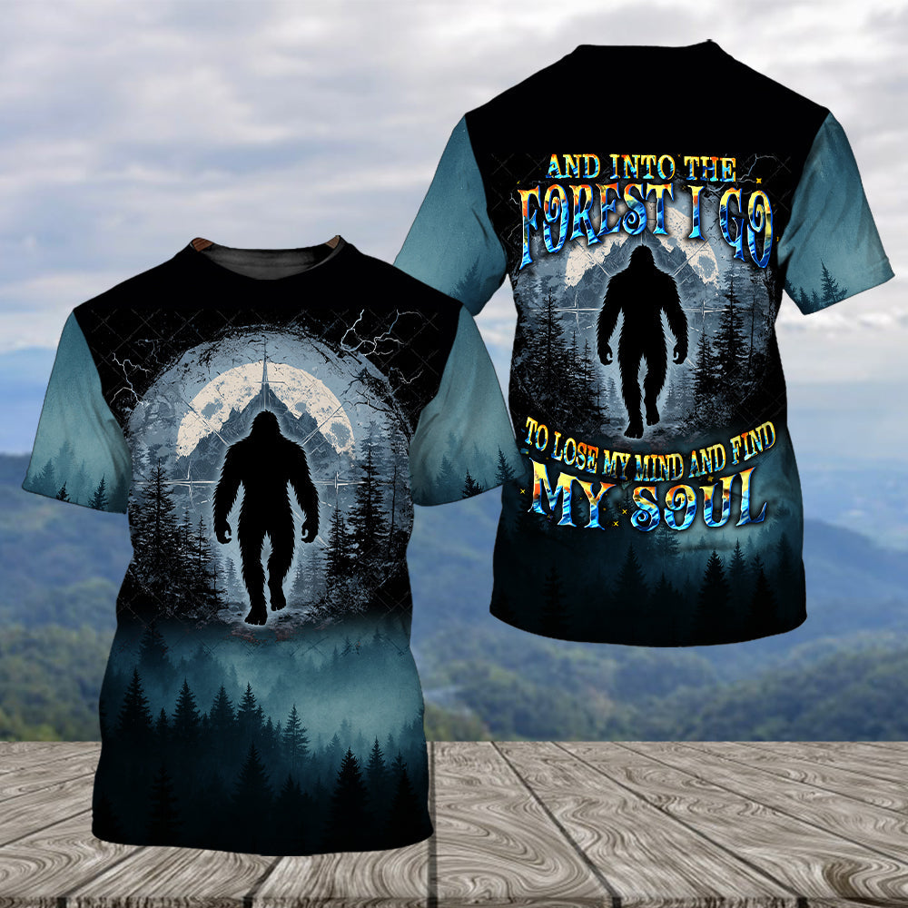 Cool Bigfoot Into The Forest Compass All Over Print Shirt