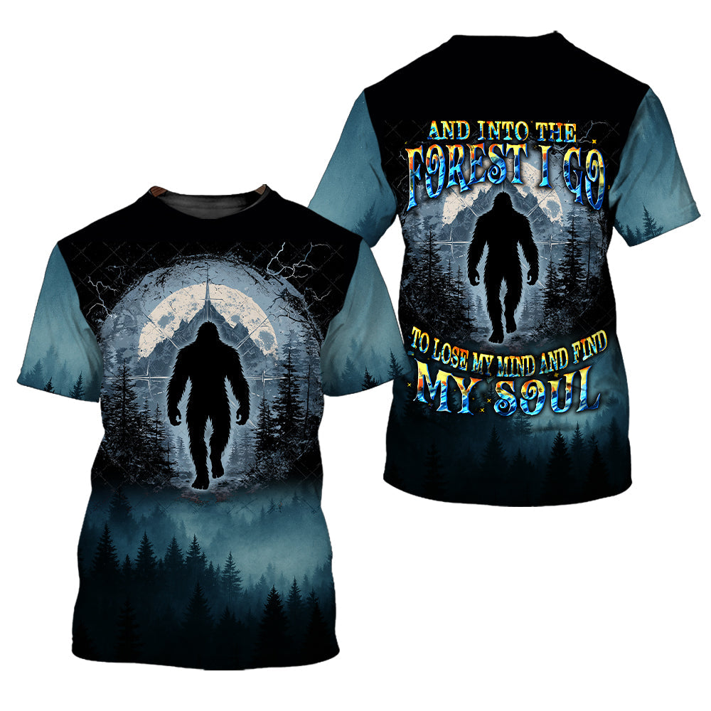 Cool Bigfoot Into The Forest Compass All Over Print Shirt