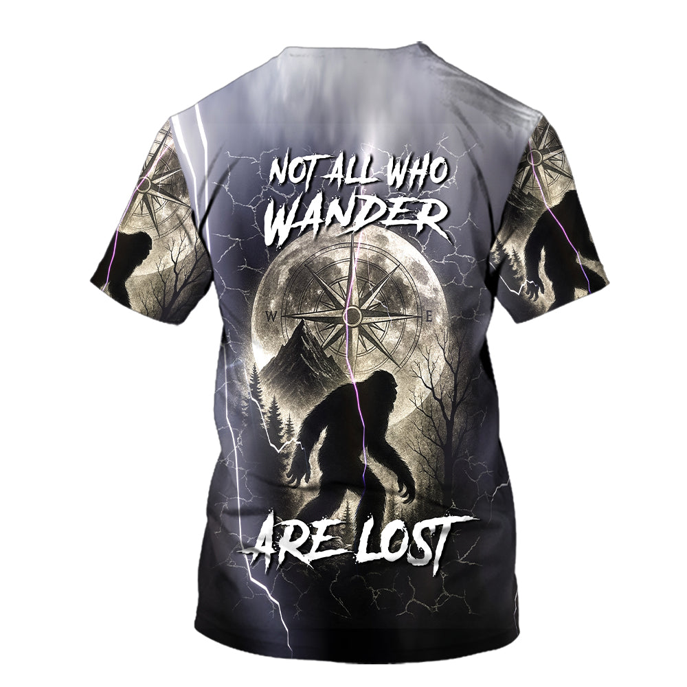 Vintage Bigfoot Not All Who Wander Are Lost Thunder All Over Print Shirt