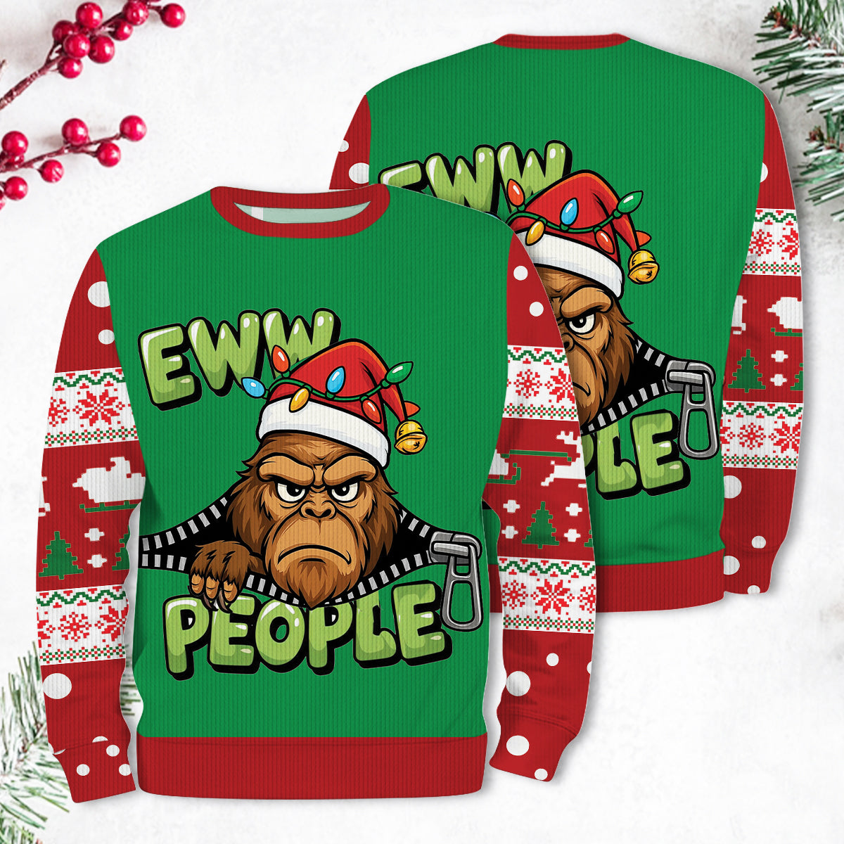 Funny Bigfoot Ew People Ugly Sweater
