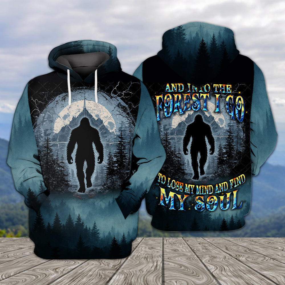 Cool Bigfoot Into The Forest Compass All Over Print Shirt