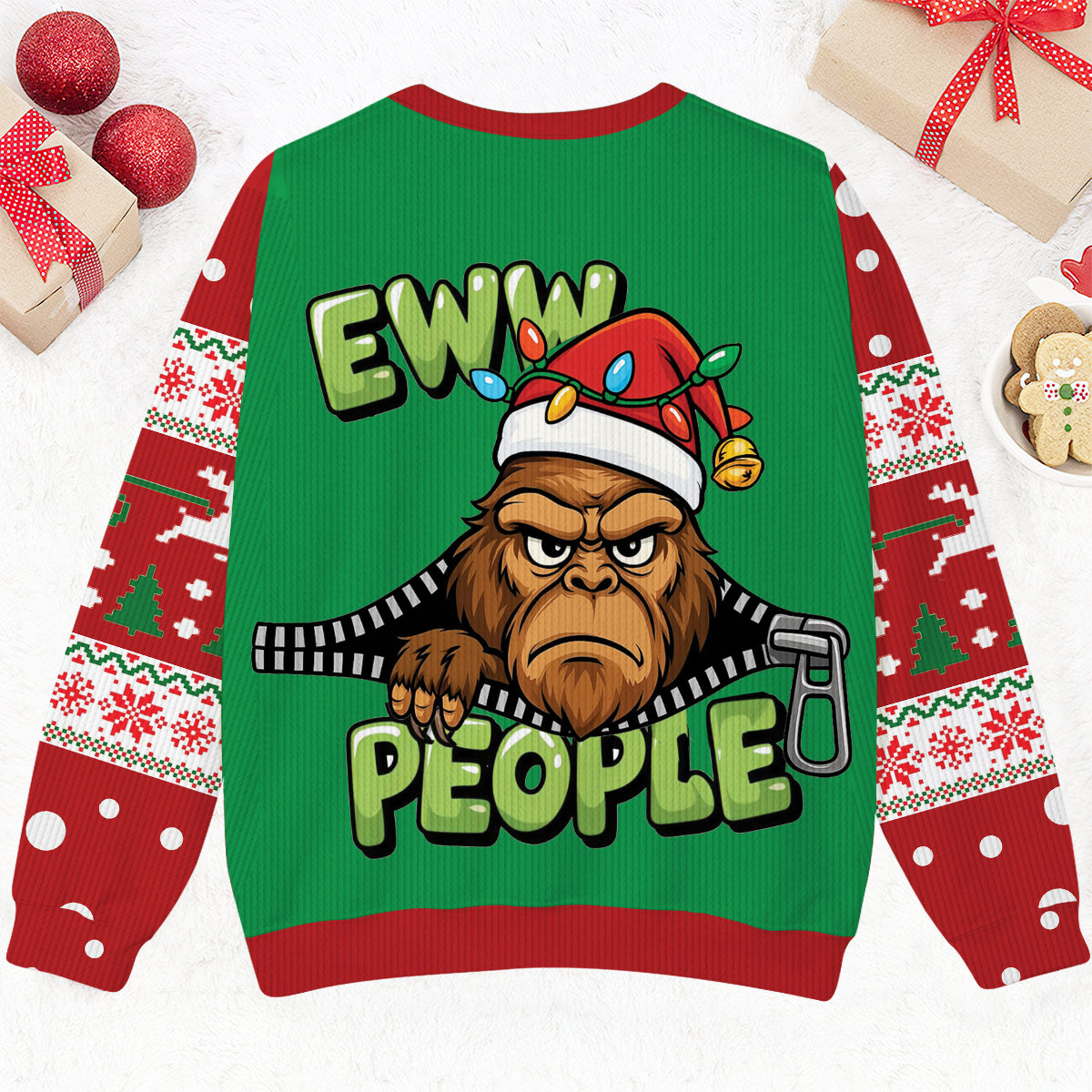 Funny Bigfoot Ew People Ugly Sweater