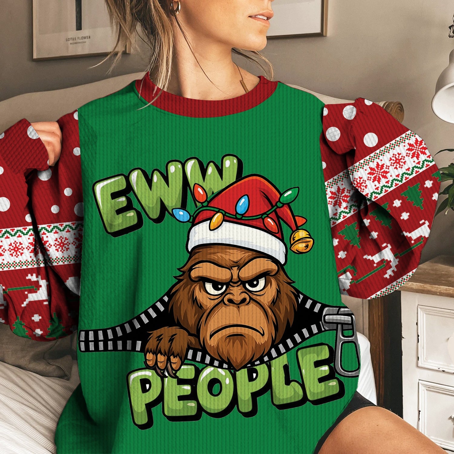 Funny Bigfoot Ew People Ugly Sweater