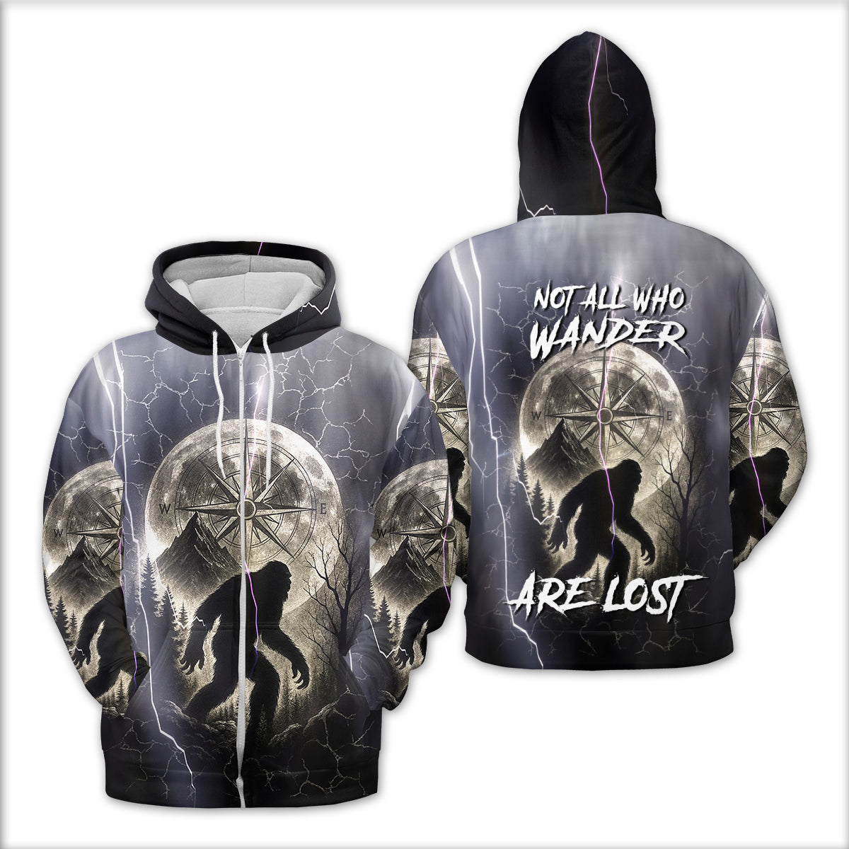 Vintage Bigfoot Not All Who Wander Are Lost Thunder All Over Print Shirt