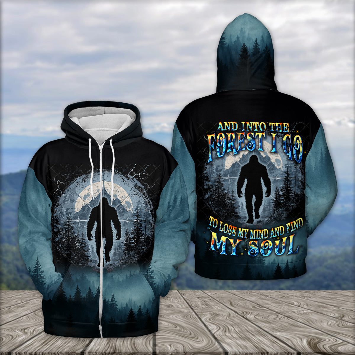 Cool Bigfoot Into The Forest Compass All Over Print Shirt