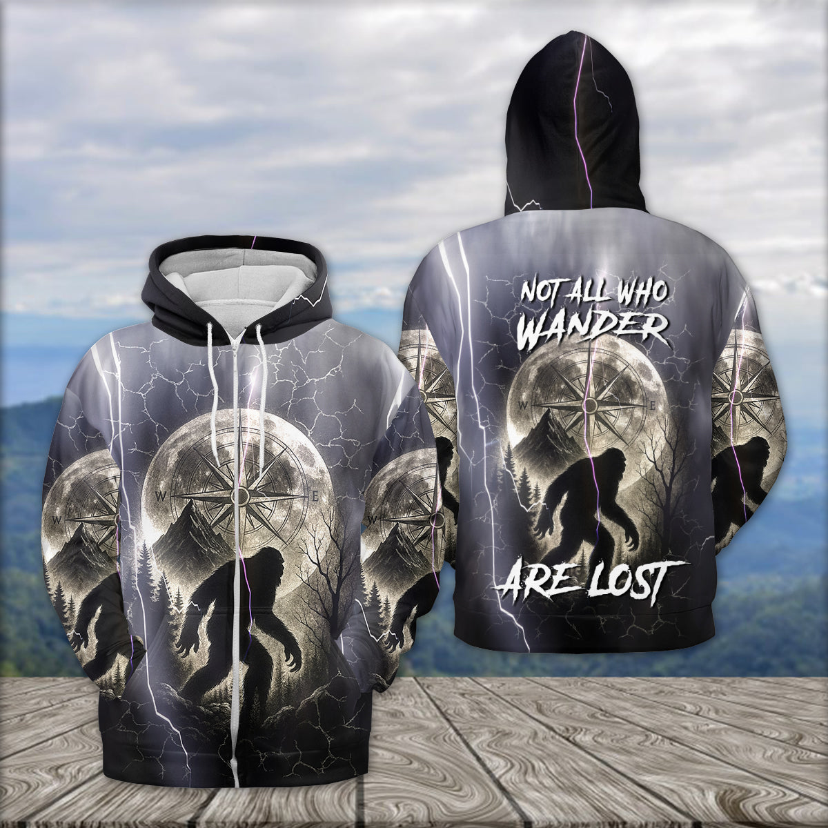 Vintage Bigfoot Not All Who Wander Are Lost Thunder All Over Print Shirt