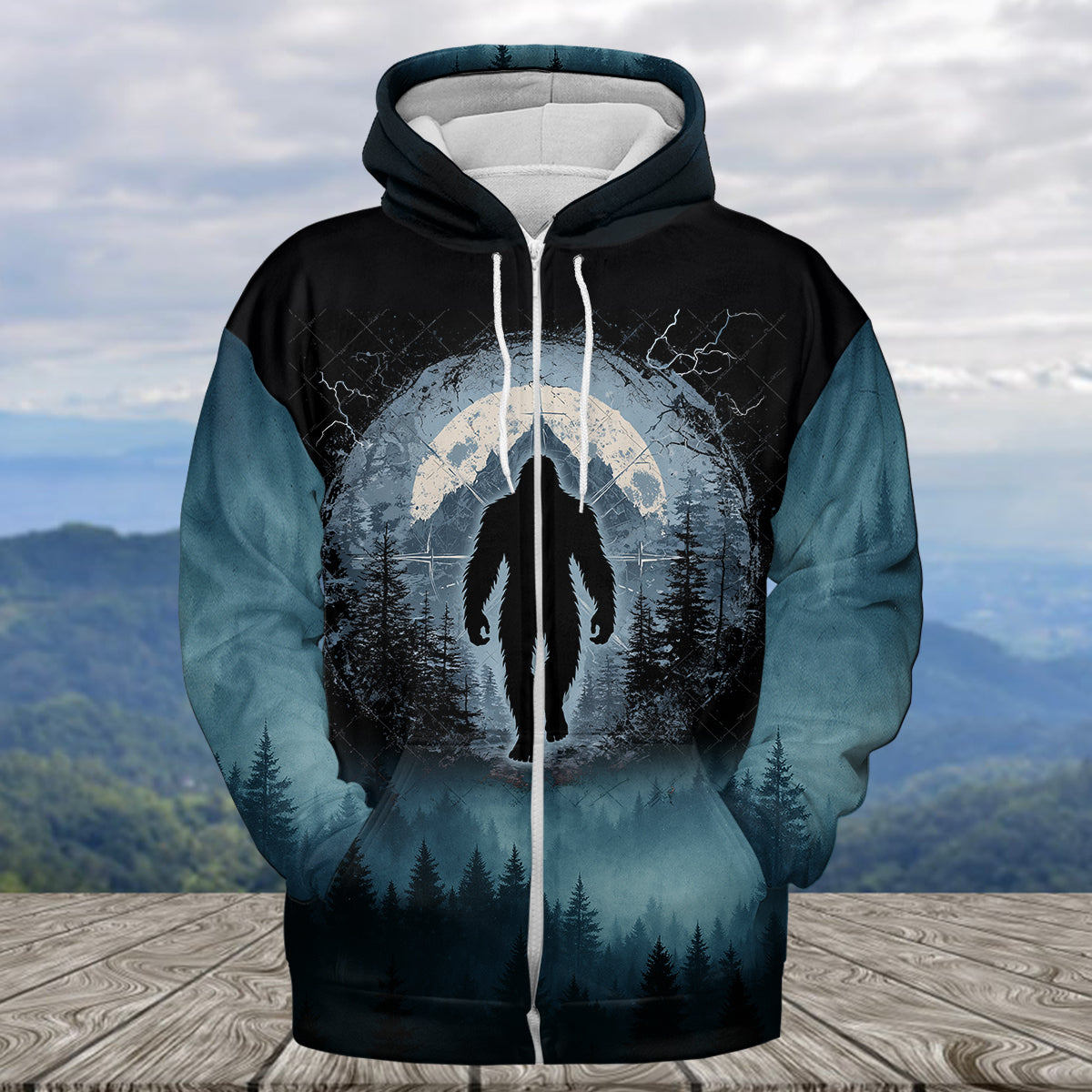 Cool Bigfoot Into The Forest Compass All Over Print Shirt